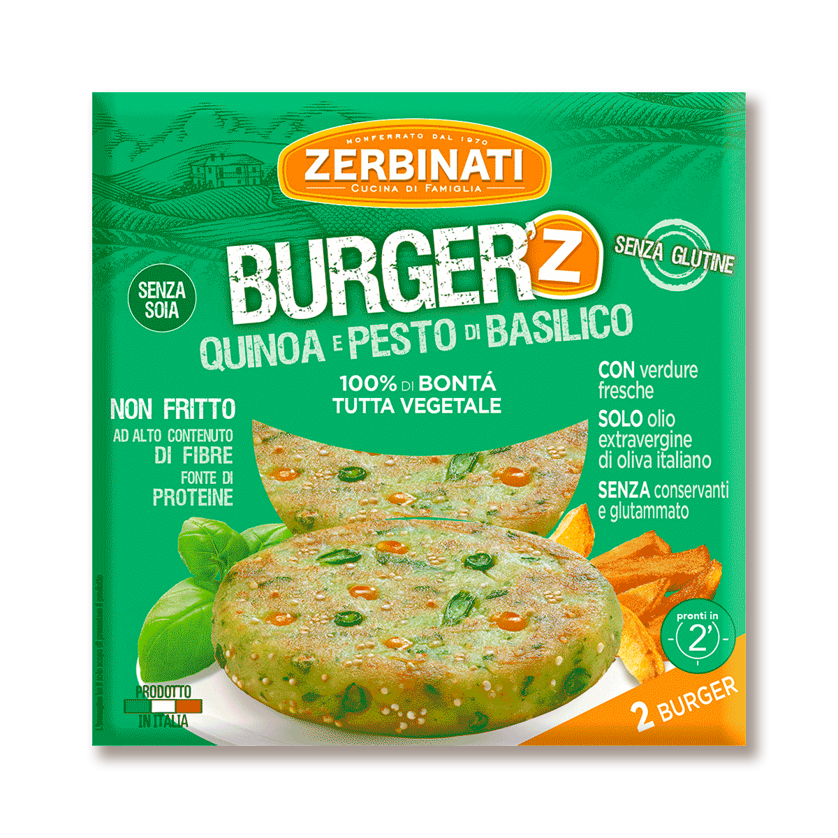 Burger’Z Quinoa e Pesto di Basilico – 220g (2x110g)