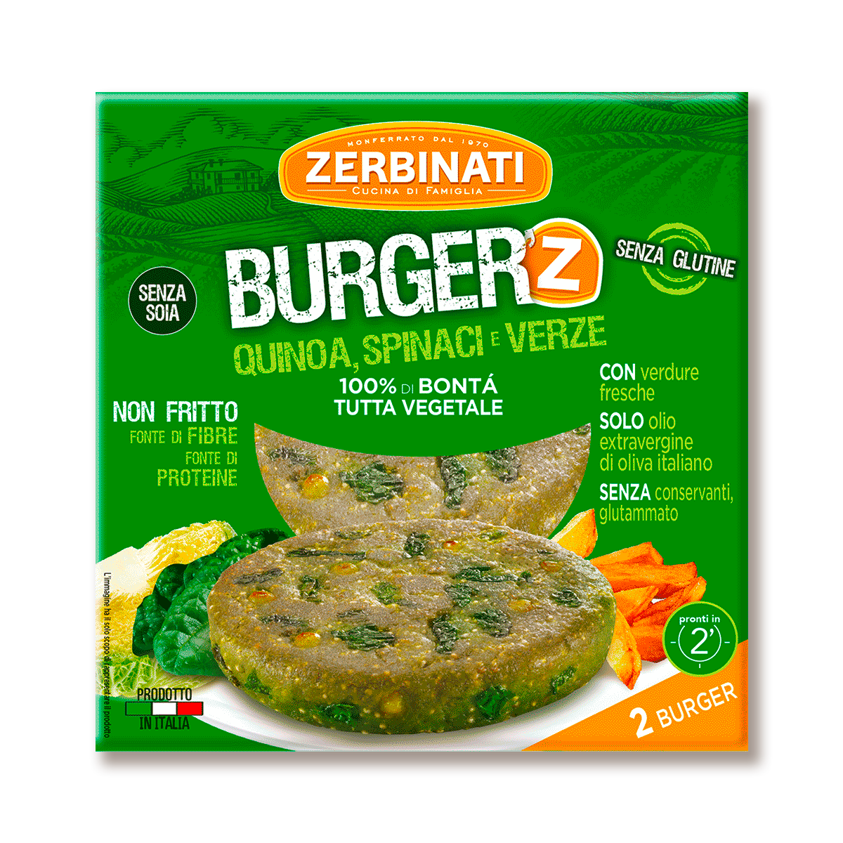 Burger’Z Quinoa, Spinaci e Verze – 220g (2x110g)