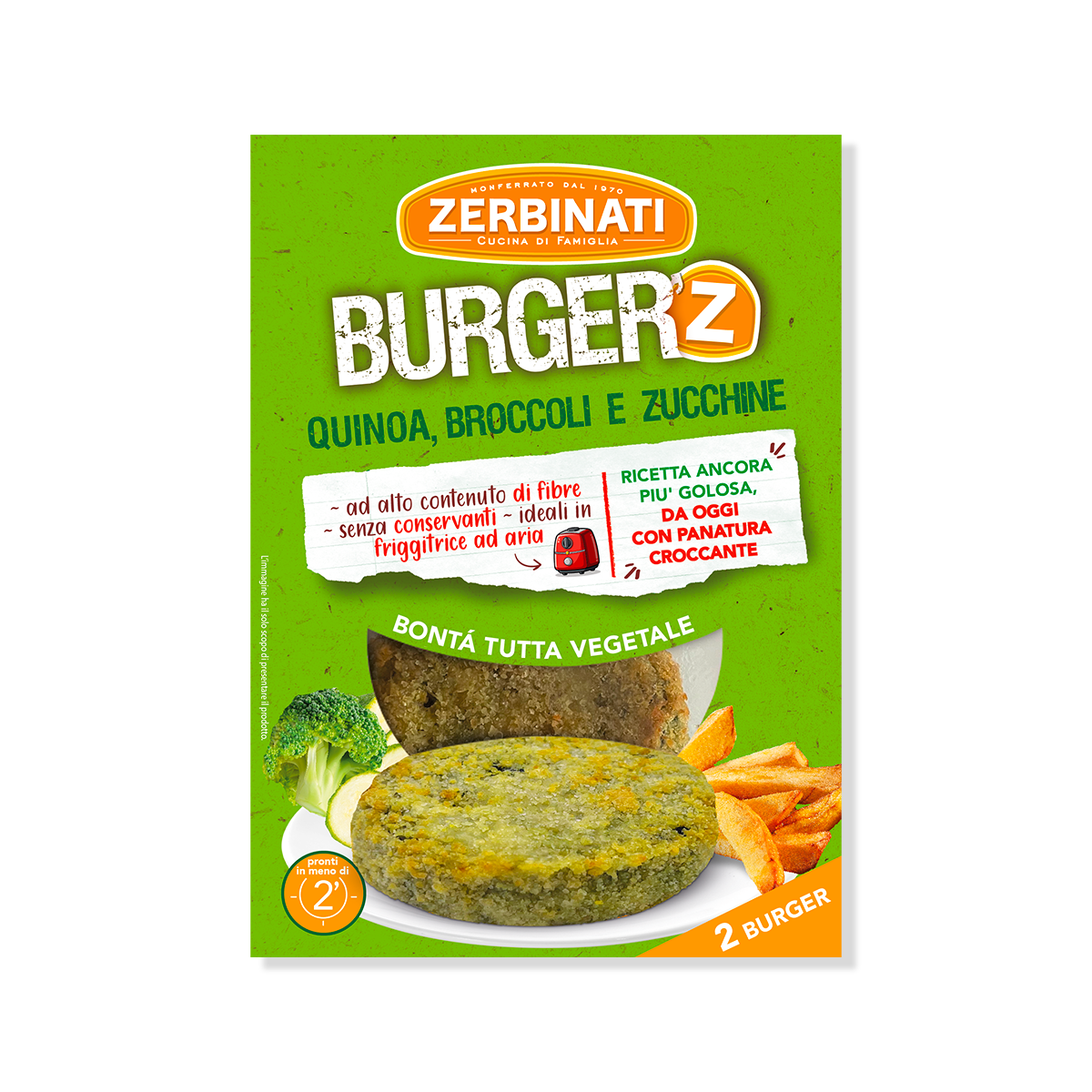 Burger’Z Quinoa, Broccoli e Zucchine – 2x80g