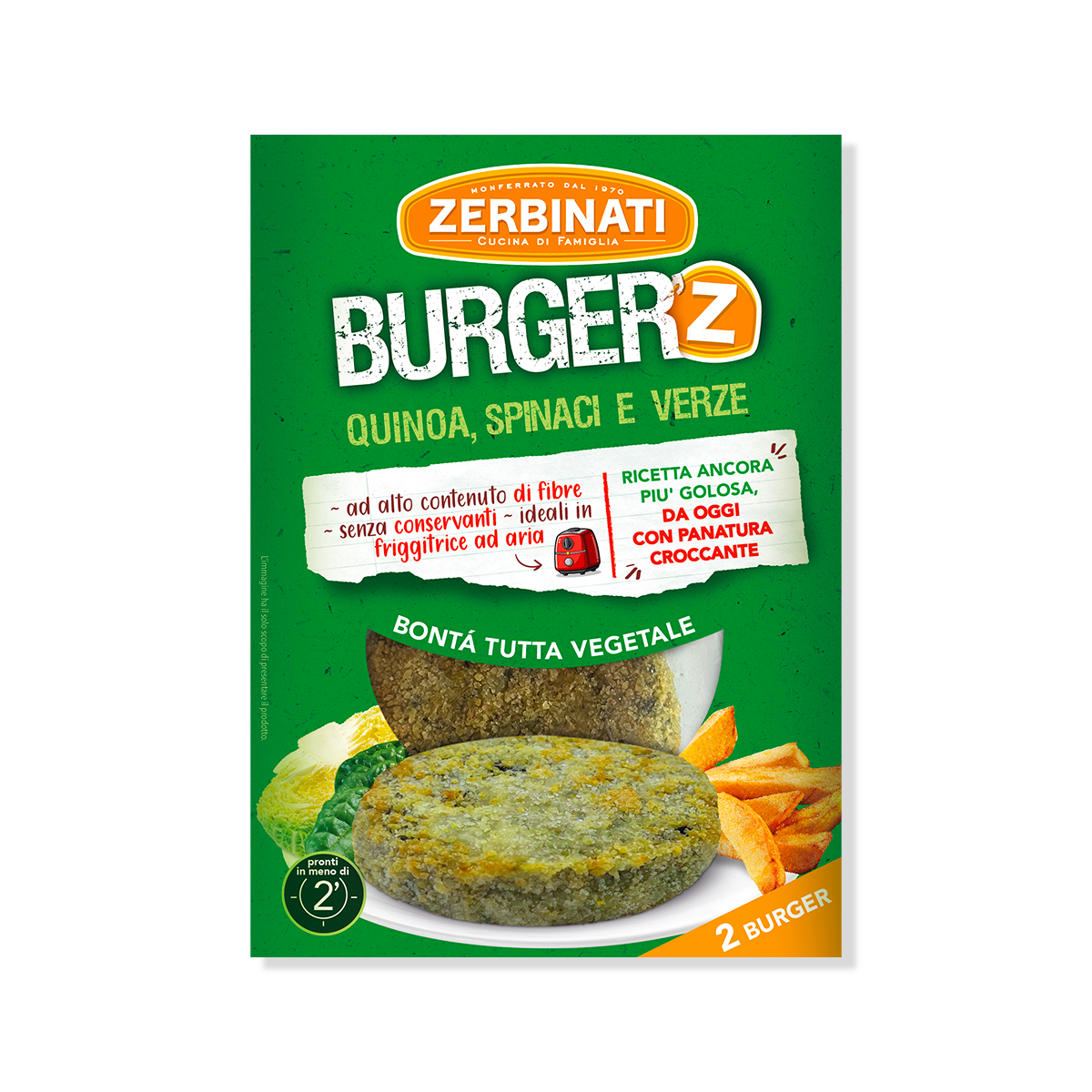 Burger’Z Quinoa, Spinaci e Verze – 2x80g