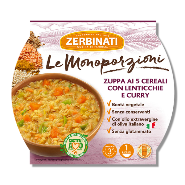 Zuppa ai 5 Cereali con Lenticchie e Curry – 310g